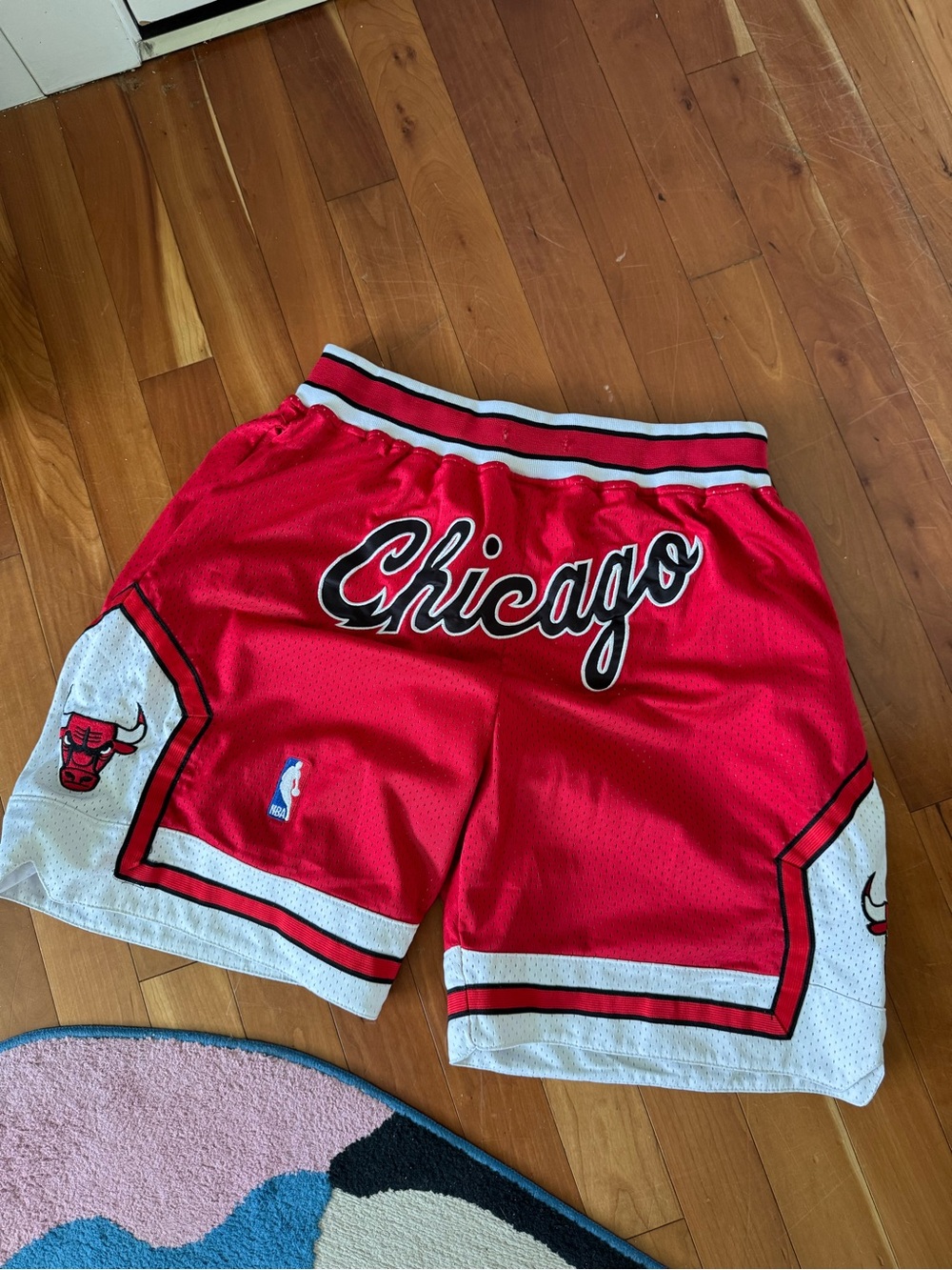 NBA Chicago Bulls Red and White Mesh Basketball Shorts